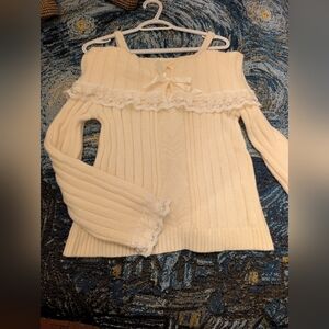 Elegant Cream Off-Shoulder Sweater